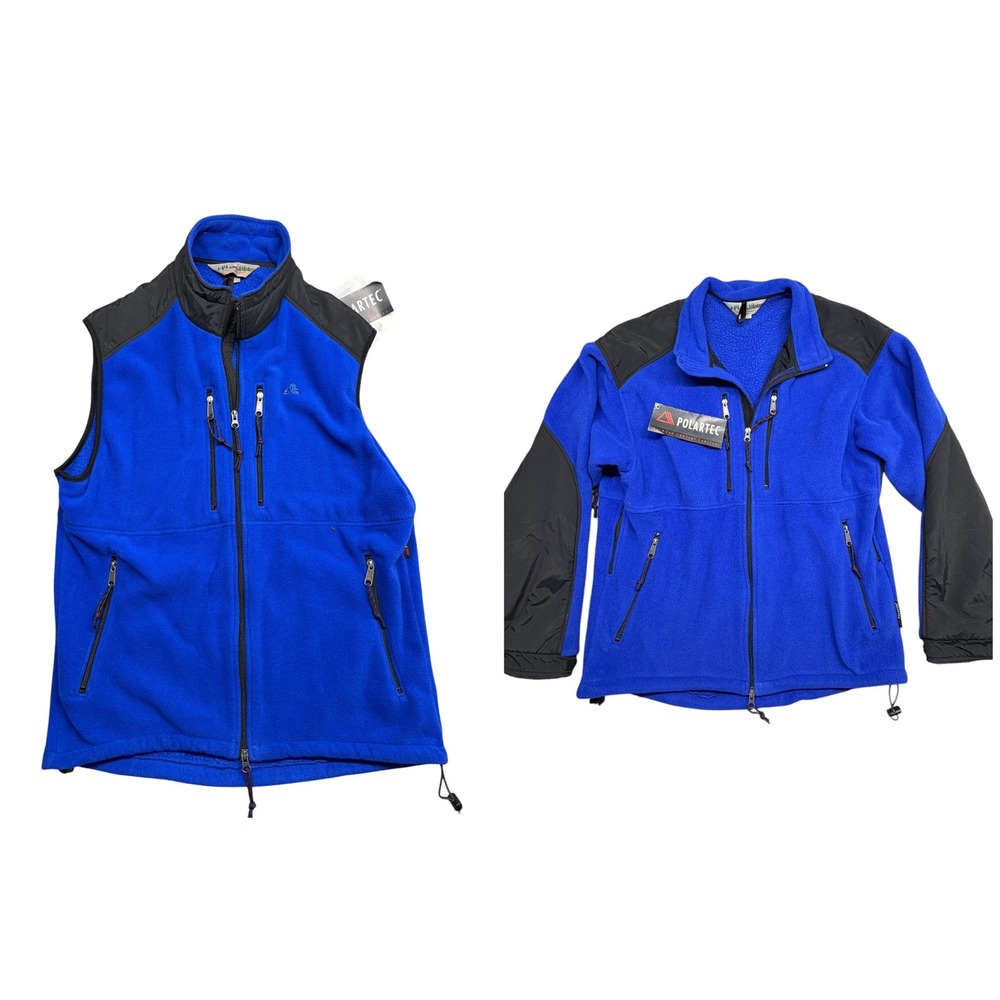 EMS Polartec Fleece Jacket & Vest Set Blue Mens Large Made USA Expedition NWT